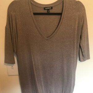 Tan knit v-neck shirt
